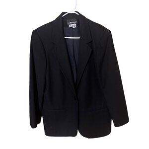 Sag Harbor  Wool Womens Black Blazer Size 14 Office Career Business